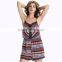 New Arrivals Sexy women Backless halter strappy Printed Romper Jumpsuit short