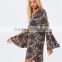 Guangzhou Shandao Factory Spring Stylish Casual Bell Sleeve V-Neck Short Indonesia Kaftan Dress