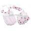 China manufacturers Breathable baby romper leopard romper for kids with Leopard bow shorts and leopard headband 3pcs set