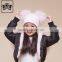 Lastest Design Knit Beanie Kids Knitted Winter Double Raccoon Fur Pom Poms Warm Children Hat