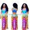 Woman Gradient colors maxi dresses digital printing sexy club dresses