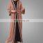 2017 Top Popular Islamic Long Brown Nude Kimono Ladies Open Front Kimono Abaya Lace Muslim Long Cardigan
