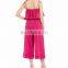 Online Stylish Women Sleeveless Tie Wasit Pink Romper Pants (JP1762003)