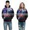 Unisex Realistic 3d Digital Print Pullover Womens Hoodie Hooded Sweatshirt Jackets with Zip