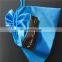 Shiny satin blue cloth bag for sunglass packed with PP rope