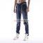 DiZNEW OME Guangzhou Factory Mens Dark Blue Patch Elastic Skinny Motorcycle Biker Pencil Denim Jeans