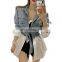 TWOTWINSTYLE Korean Patchwork Hit Color Women's Jacket Long Sleeve Oversized Loose Coat Female