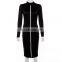 2020 Autumn New Women's Contrast Color Long-sleeved Temperament Slim Ladies Casual Tight Long Dress