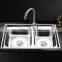 High Level Custom Double Bowls Kitchen Basin Sink Stainless Steel 304