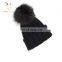 Ladies Winter Wool Hat Fur Pom Hat,Cut Winter Hat