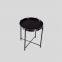 LT1516-1 Modern round coffee table, leather top metal base coffee table