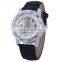 Winner 614 Simple Mechanical Automatic Luxury Watches Men Leather Hollow Out Wristwatches Mechanical Watch