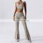 3 Pcs Sexy Gym Strappy Sports Bras Sets Custom Logo High Waist Flared Yoga Leggings