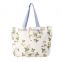 flower printed canvas tote shopping bag shoulder bag