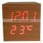 LED Wood Desk Clock with Touch Function and Temperature Show