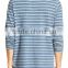 Factory Wholesale Long Sleeve Indigo Stripe Knit Henley T shirts