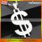 Big dollar symbol pendant bead chain for men 316L Stainless Steel necklace wholesale