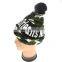New winter knitted beanie hats Printing jacquard crochet knitting hats with pom poms