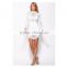 2016 Casual Women's Black White Sheer Hollow Out Lace Bodycon Mini Dress with Long Sleeve