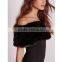 Black fur bardot bodycon evening dresses