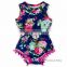 (CR719#Navy)High quality newborn-24M cotton toddler gift bodysuit flowers printed for baby romper