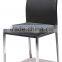 Z658 dark brown leather Metal Galvanized Steel base dining Chairs