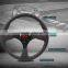 Genuine Leather Steering Wheel With Flat Black Brushed Spoke