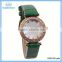Leather strap fashion elegance quartz watch for lady