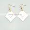 Rhombus design stainless steel metal earrings gold and silver charm hoop earring                        
                                                                                Supplier's Choice