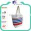 Promotional rope handles stripe polyester beach tote bag wholesale                        
                                                Quality Choice
