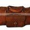 Waterproof light brown real leather sports duffel bags in wholesale