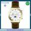 FS FLOWER - SG 1653 Mechanical Automatic Mechanical Movt Moonphase Calendar Watch Bule Leather Strap Men's Quality Watches