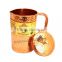 IndianArtVilla Pure Copper Hammered Jug Pitcher with Lid 1300 ML - Storage Drinking Water Home Hotel Restaurant Good Health