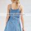 Women's Soft Slim Fit Sleeveless Blue Denim Beach Dress