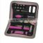 Promotion 23 Piece Home Pink Tool Kit With Ledlight ,Measuring Tape ,sockets Great Gifts For Ladies