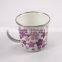 Decal printing pink flower set of 4 pcs camping metal enamel mugs