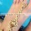 GOLD tone crystal pearl Anklets toe ring barefoot sandal PAYAL pair