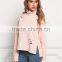 MGOO Customized Pink Distressd Hoodies For Ladies 100 Cotton Terry Tops Turtle neck Long Sleeves sweatshirts