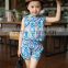 lovely fashion girl sleeveless set chifon blouse set for baby girl summer printed flower dress vacation dress set