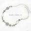 New Fashion Copper Filigree Stamping Sweater Necklace Long Link Curb Chain Silver Tone With Hollow Flower Connectors