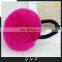 Top grade girl rabbit fur pompom hairband elastic wholesale promotional