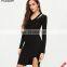 ROSUN China Factory OEM Cut Out V Neck Ribbed Midi Sweater Dress