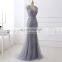 New Arrival Short Sleeve Mermaid Royal Applique Beaded Tulle Evening Dresses LX296