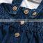New children's wear pure white lace lace top denim suspender skirt Two Piece Set Princess Girl
