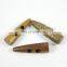 50Mm 2 Holes Brown Washable Logo Engraved Natural Coat Rope Wood Toggle Button