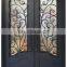 modern steel flat top black profile clear glass inward swing front safety unique design wrought iron entrance door for house
