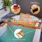 Luxury Extendable Bathtub Caddy Trays Natural Bamboo Bathroom Bed Organizer Tray Bamboo Bathtub Caddy Tray