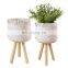 Hot Product White Bamboo Plant Stand Planter Holder Removable Legs Vietnam Supplier