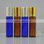 Wholesale gold aluminium cap 10ml blue glass empty perfume roll on bottle