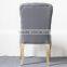 100% linen Classic French Wooden grey Dining Upholstered Chairs